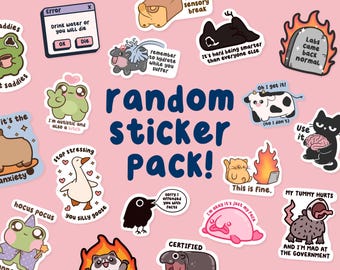 RANDOM Buy 4 Get 1 Free Sticker Bundle, Small Sticker Sale, Cute Waterproof Sticker, Gifts Under 10, Funny Meme Sarcastic Humor