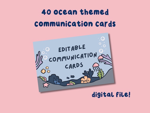 Ocean Themed Printable Communication Cards, Non-Verbal Communication, Neurodivergent Tools, Autism, ADHD, Semi-Verbal, Communication Aid