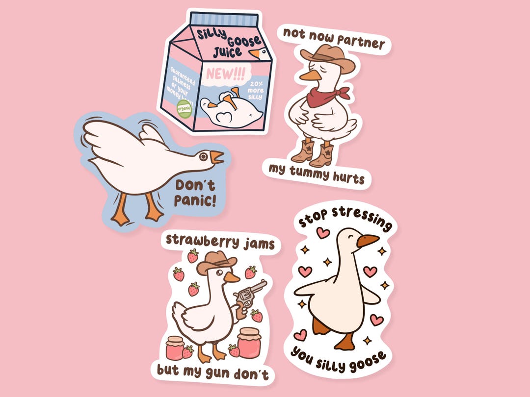 Cute Silly Goose Sticker Bundle, Funny Animal Meme Sticker Pack, Cute ...