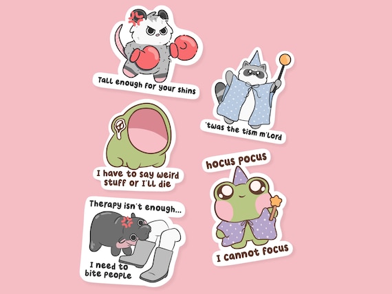 Bestsellers Sticker Bundle, Funny Animal Meme Sticker Pack, Cute Snarky Waterproof Sticker, Unhinged Mental Health Gifts, Sarcastic Humor