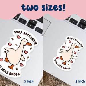 Silly Goose Sticker, Funny Meme Sticker, Cute Waterproof Sticker, Neurodivergent Sticker, Mental Health Sticker, Animal Stickers, Anxiety image 2