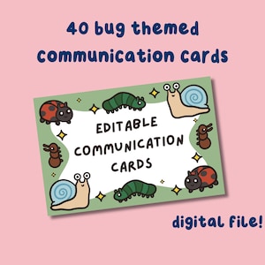 Bug Themen druckbare Kommunikationskarten, nonverbale Kommunikation, Neurodivergente Werkzeuge, Autismus, ADHD, Semi-Verbal, Kommunikationshilfe Erwachsene