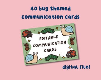 Bug Themed Printable Communication Cards, Non-Verbal Communication, Neurodivergent Tools, Autism, ADHD, Semi-Verbal, Communication Aid Adult