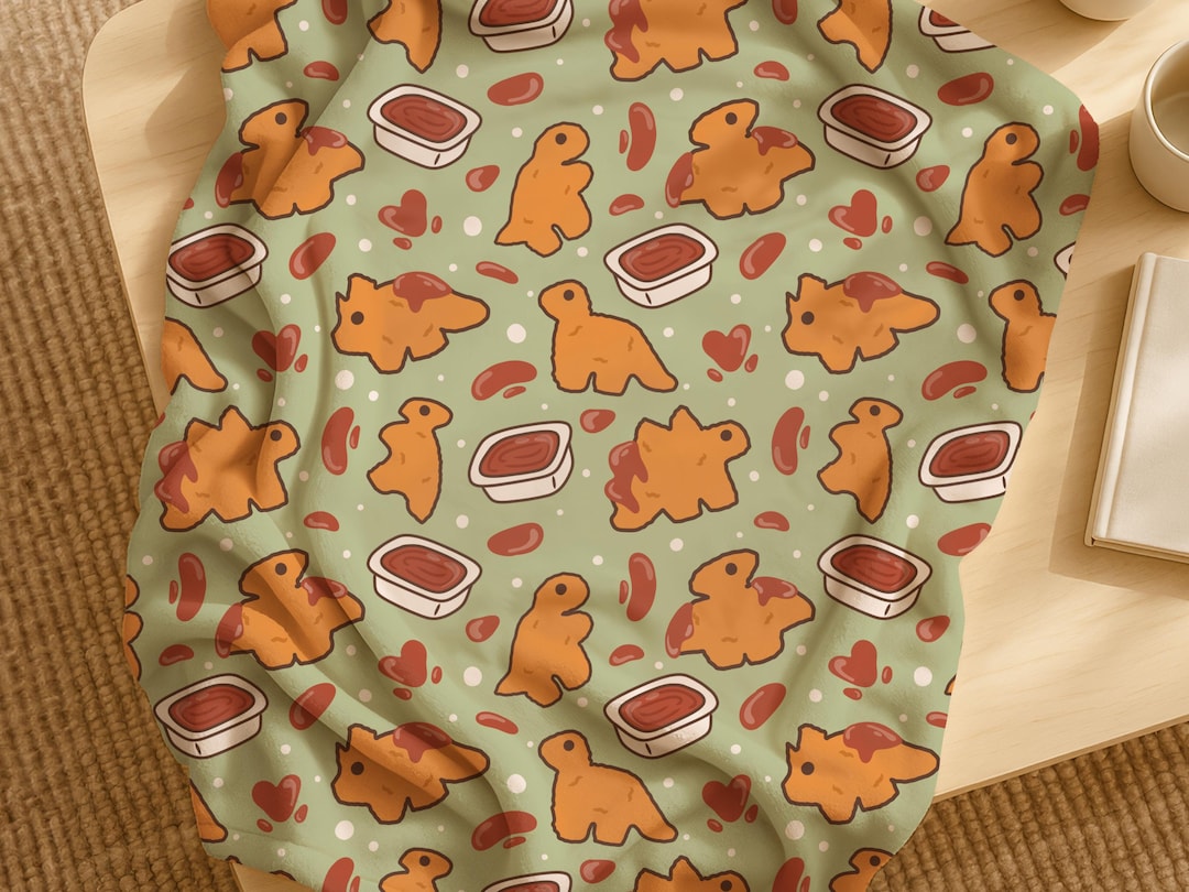 Dino Nuggets Blanket, Silly Safe Food Throw, Cozy Food Lover Velveteen Blanket, Neurodivergent Gift for Teen, College Dorm Dopamine Decor - Etsy