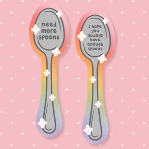 Spoon Theory Sticker, Funny Spoonie Sticker, Cute Waterproof Sticker, Neurodivergent Art, Mental Health, Chronic Illness, Disability Art bild 1