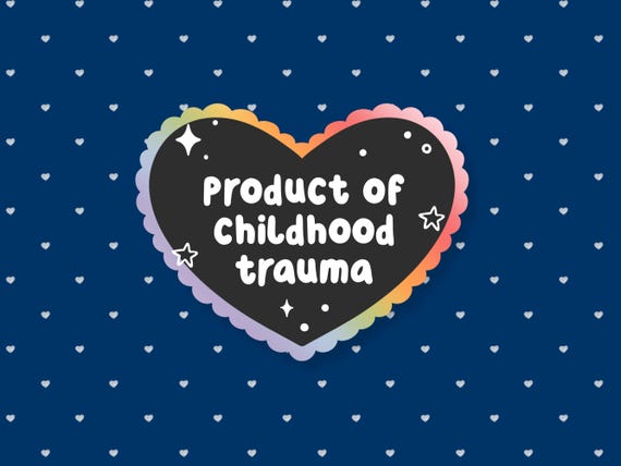 Product Of Childhood Trauma Sticker, Funny Meme Sticker, Cute Waterproof Sticker, Neurodivergent, Mental Health, Anxiety, CPTSD, Gen Z Humor
