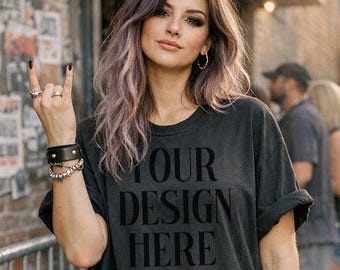 1717 Black Concert Mockup Blank Comfort Colors Goth Tshirt Mockup Clothing Mockups Blank T Shirt Black TShirt Mockup Content Creation