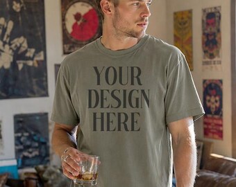 Moss CC 1717 Mockup Blank Comfort Colors CC 1717 Mockup Kleidung Mockups Blank T-Shirt Inhalt Creation Comfort Colors 1717 Männer Mockup