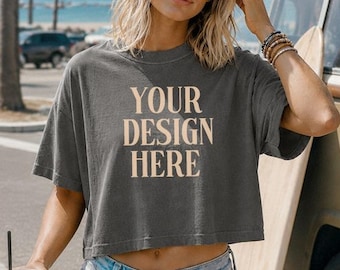 Komfort Farben 3023CL Mockup Komfort Farben Boxy Pepper Mockup Rohling Komfort Farben Crop Mockups Content Creation Blank T-Shirt Strand Mockup