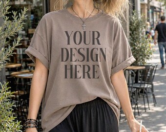 Comfort Color Espresso Mockup CC 1717 Mockup Kleidung Mockups Herbsthemd Mockup Blanko T-Shirt Editorial Branding Goth T-Shirt Mockup