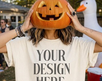 CC 1717 Mockup Halloween Mockup Ivory 1717 Mockup Blank T Shirt Goth TShirt Mockup Fall Shirt Mockup Faceless Marketing Content Creator