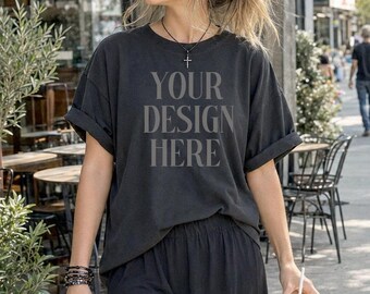 1717 Black CC 1717 Mockup Blank T Shirt Goth TShirt Mockup Fall Shirt Mockup Product Photography Clothing Mockups Black TShirt Mockup