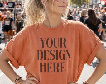 CC 1717 Mockup Comfort Colors 1717 Yam Mockup Blank T Shirt Fall Shirt Mockup Clothing Mockups Cheerleading Mockup Football Shirt Mockup