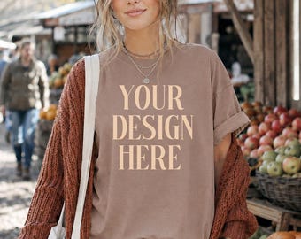 Comfort Color Espresso Mockup CC 1717 Mockup Kleidung Mockups Herbsthemd Mockup Blanko T-Shirt Editorial Branding Bauernmarkt Mockup