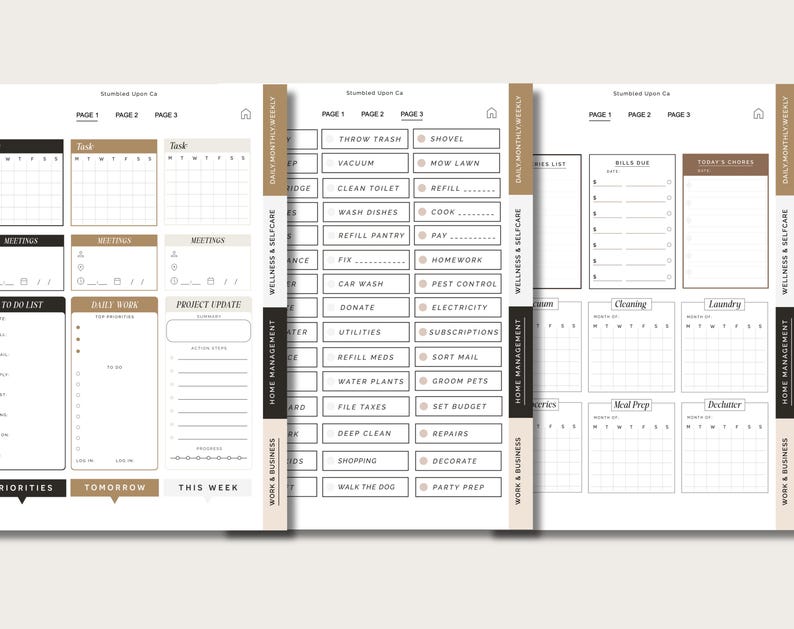 500+ Planner Essentials Digital Stickers | Daily,selfcare,home,work ...