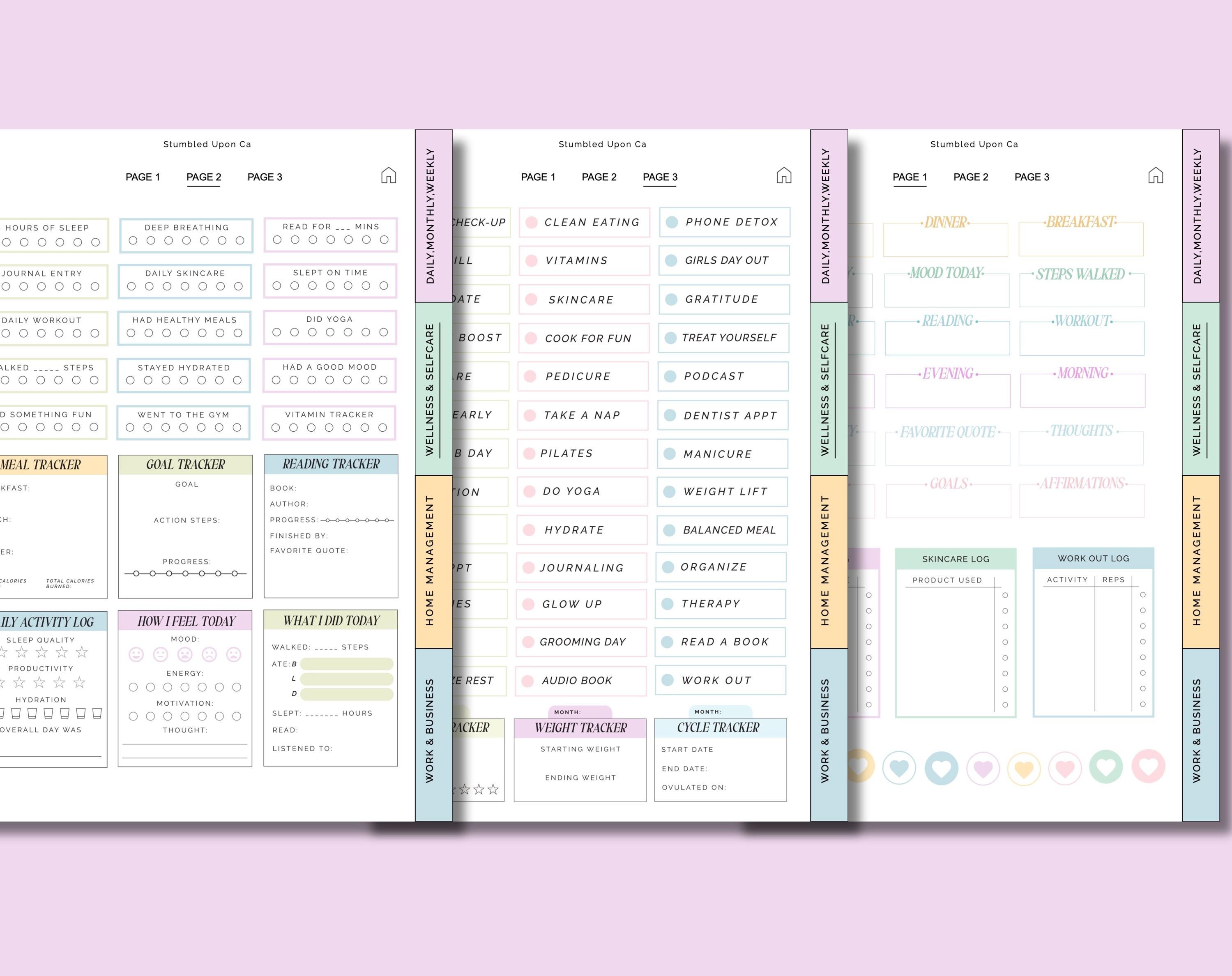 500+ Planner Essentials Digital Stickers | Daily,selfcare,home,work ...