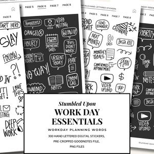 Work Day Digital Planner Stickers |Planner Icon Stickers| Pre-cropped Goodnotes Digital Stickers| iPad productivity stickers| office doodles
