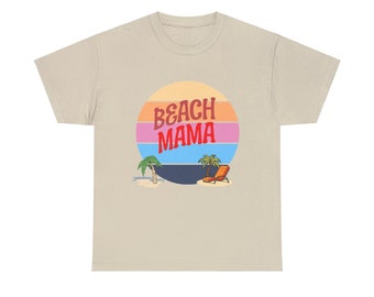 Beach Mama T shirt. Unisex Heavy Cotton tee. loose fit crewneck Tshirt. ocean scene shirt. women's beach top