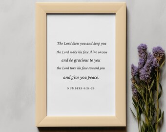 The Lord bless you and keep you, Numbers 6:24-26, Bible Quote, Bible Verse Wall Art Sign, Scripture Wall Art Print