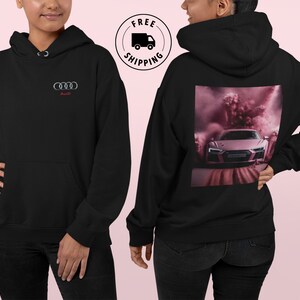 Audi R8 Hoodie, Audi Hoodie, Pink R8 Hoodie, Gift for him,Gift for Boyfriend, Audi Sweatshirt, Audi T-Shirt, Audi Crew, Car Hoodie, Audi Fan image 1