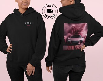 Audi R8 Hoodie, Audi Hoodie, Pink R8 Hoodie, Gift for him,Gift for Boyfriend, Audi Sweatshirt, Audi T-Shirt, Audi Crew, Car Hoodie, Audi Fan