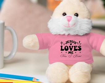 Jesus Loves Me Plush Animals, Religious Stuffed Toys, Jesus Loves Me Teddy Bear, Christian Nursery Decor,  Inspirational, Grandchild Gift