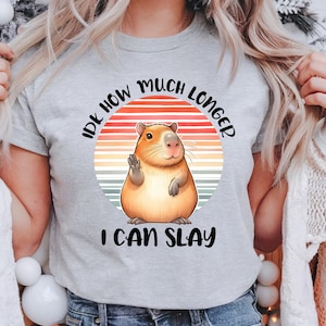 Slay Capybara Tee, Funny Graphic Shirt, Unisex Jersey Top, Short Sleeve T-shirt, Cute Animal Design, IDK Quote Tee
