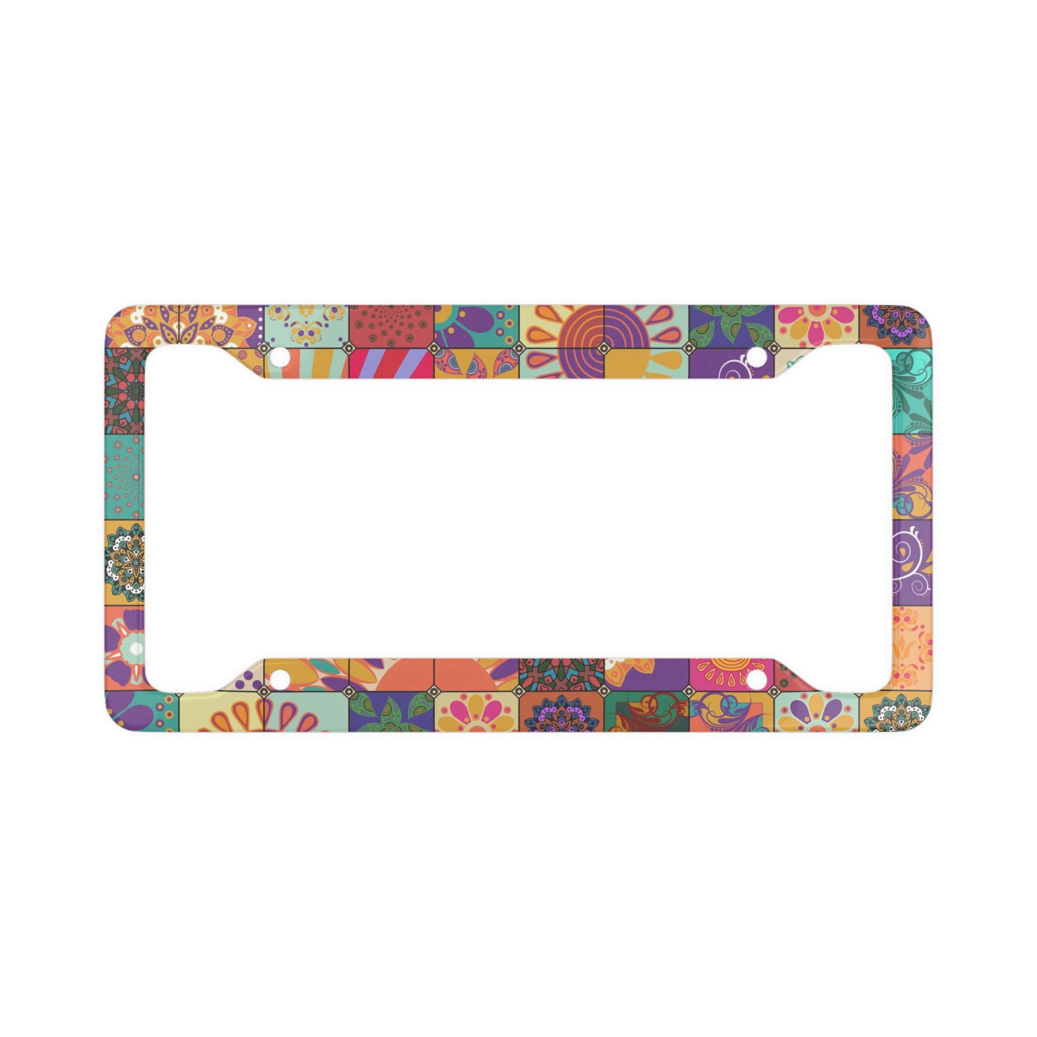 Boho Hippie Patchwork License Plate Frame, Car Accessory, Vehicle Decor, Hippie Style Gift, Bohemian License Plate Holder, Boho Car