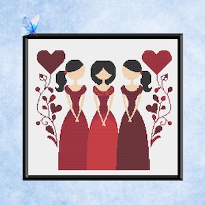 Sisters Cross Stitch Pattern - Instant PDF Download - Family Bond - Friendship Decor - Mother Daughter - Sisterhood Needlework