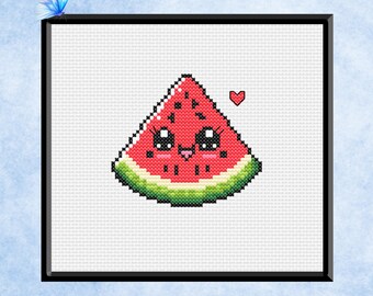 Mini Watermelon Cross Stitch Pattern - Instant PDF Download - Summertime Craft- Kitchen Food Design