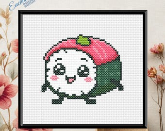 Mini Sushi Cross Stitch Pattern - Instant PDF Download - Food - Kitchen Decor - Small Embroidery Design