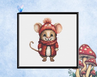 Entzückendes Winter Maus Kreuzstich Muster - Sofort PDF Download - Feiertags Maus