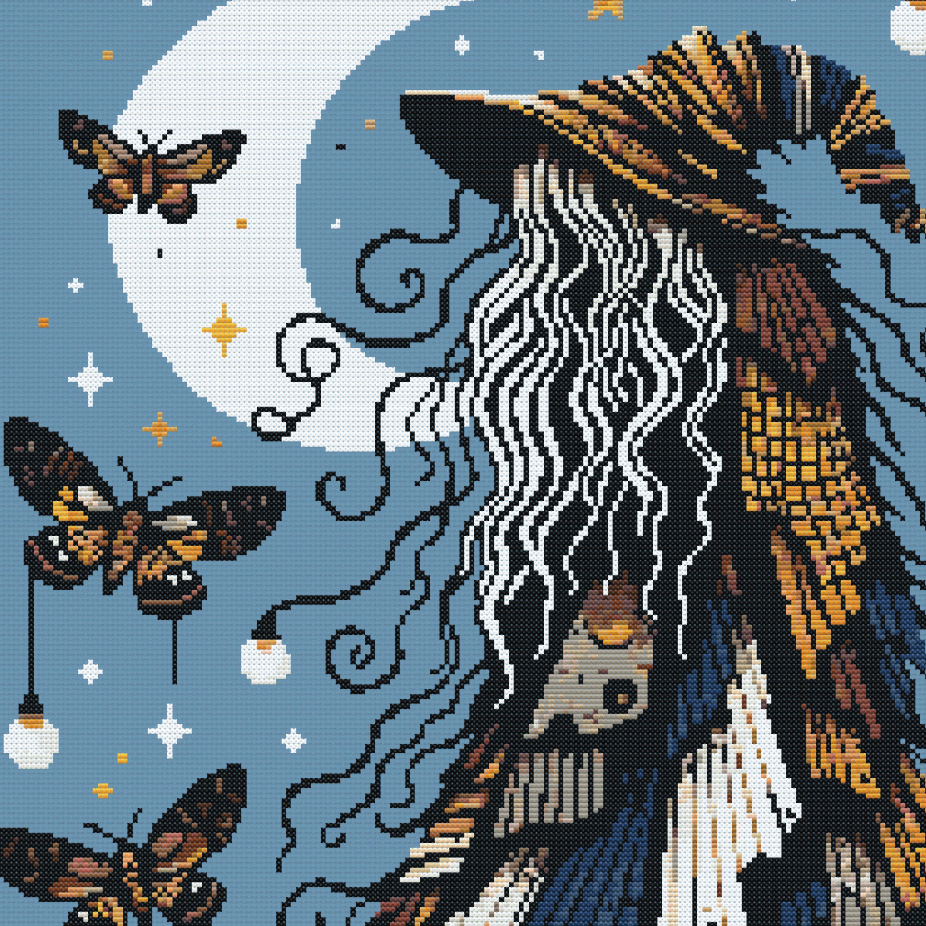 Witch Cross Stitch Pattern - Instant PDF Download - Gothic Witchy Decor ...