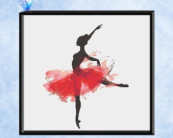 Kit Point De Croix Danseuse De Ballet - Motif Tutu Rose - Toile Aida 14, Fils DMC - Pour Débutants, 7x12 Cm