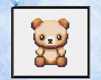 Teddy Bear Cross Stitch Pattern - Instant PDF Download - Bear Cub - Nursery Kids Room Design