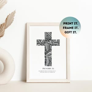 Samoan Christian Cross + Proverbs Wall Art | Digital Download | Polynesian Patterns