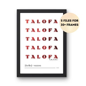 Samoan TALOFA LAVA (Hello) Poster - Red Feathers | Gift | Pasifika Wall Art | Polynesia | Printable | Instant Download| Island Home Decor