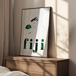 Impresión digital del mapa de las islas FIJI, selva esmeralda, regalo de Fiji, impresión de Pasifika, arte mural de Melanesia, descarga instantánea