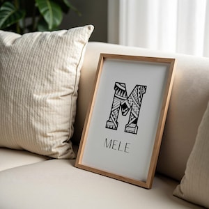 Póster con nombre polinesio, MELE, regalos de Pasifika, imprimibles, impresiones digitales, decoración de guardería, regalos para baby shower, descarga instantánea