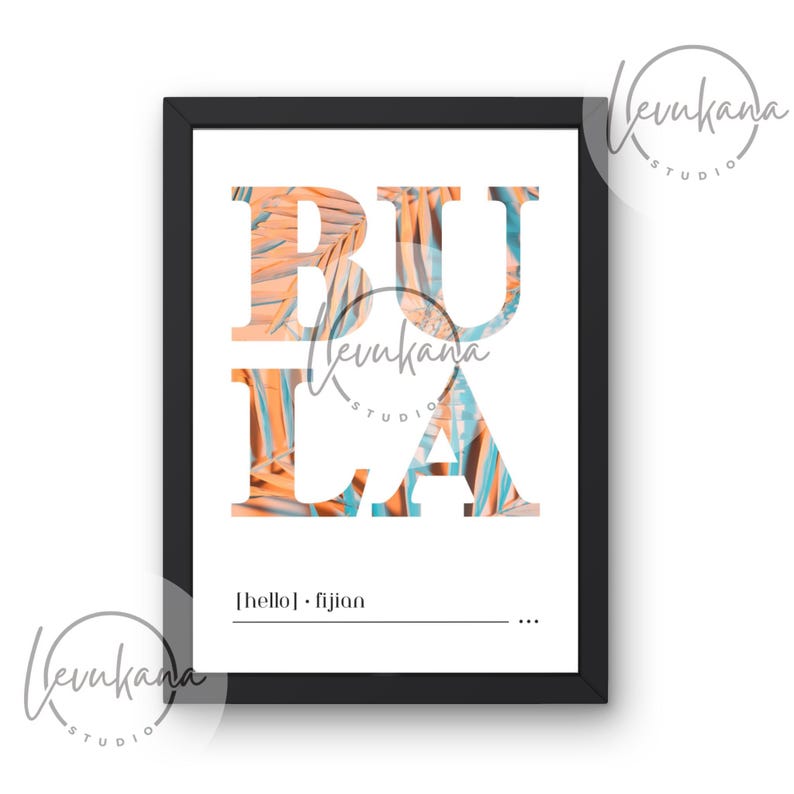 Fiji BULA hello Sunset Peach Digital Print Fijian Gift Pasifika Print ...
