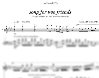 song for two friends - for shared 5 octave marimba (Sheet Music)