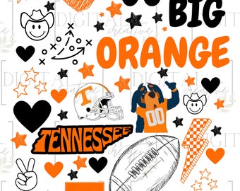 Tennessee Doodle | orange| PNG | vols | TN | sublimation png | digital png | football| shirts stickers glass cup bottle bag