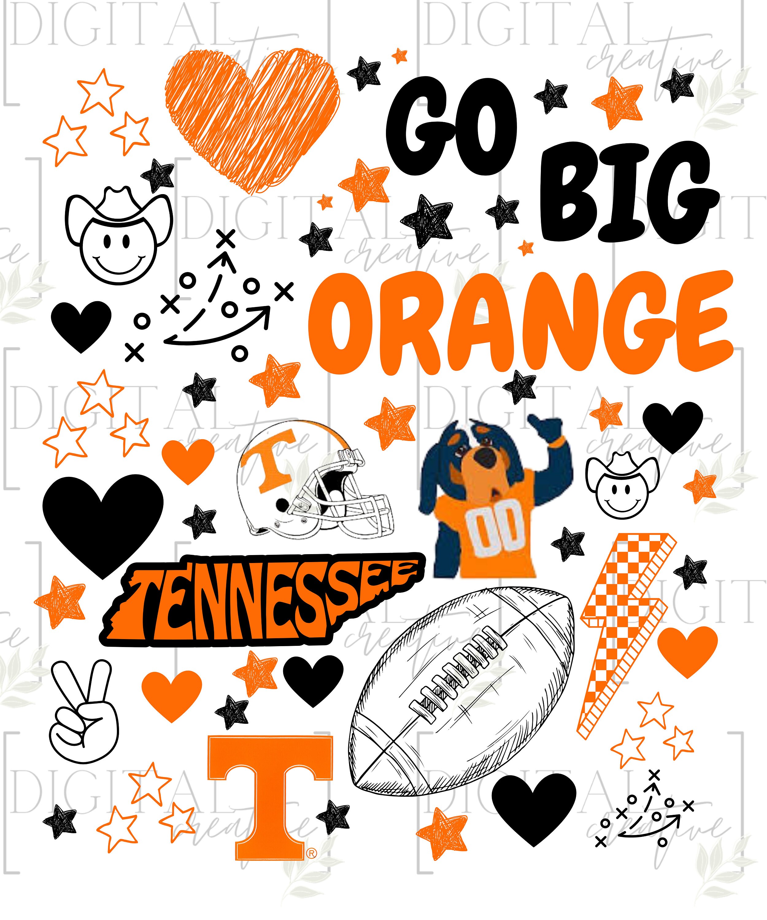Tennessee Doodle | orange| PNG | vols | TN | sublimation png | digital png | football| shirts stickers glass cup bottle bag