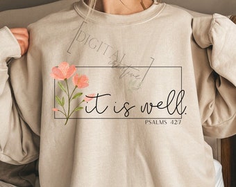 It Is Well Verse Sublimation PNG: Christian Faith Design (Digital Download)