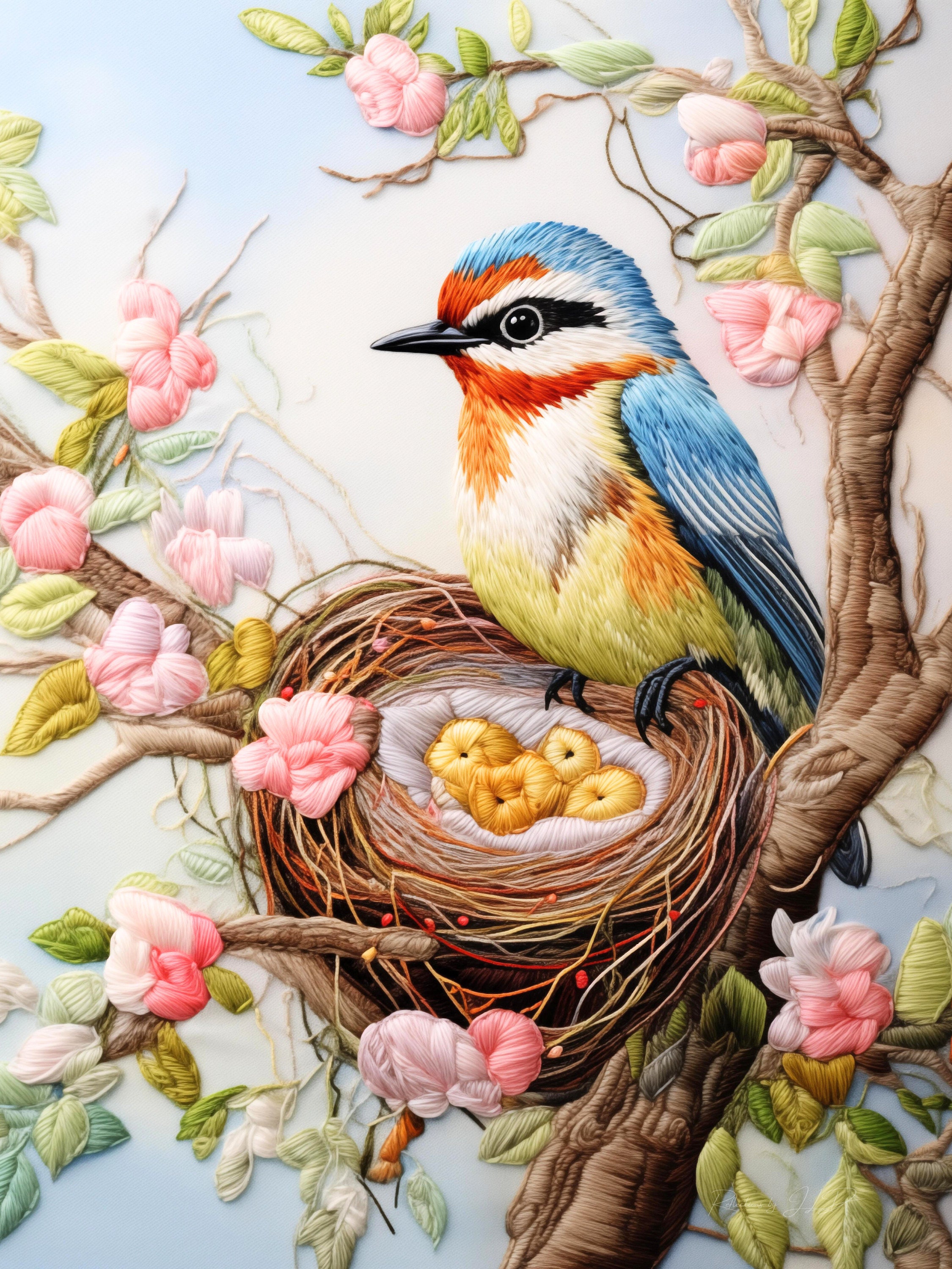 Beautiful Birds | Bird Art | Perched Birds | Nesting Birds Set of 3 | Digital Download