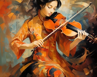 The Violinists | Lady Playing a Violin | Violin Art | Set of 3 | Digital Download