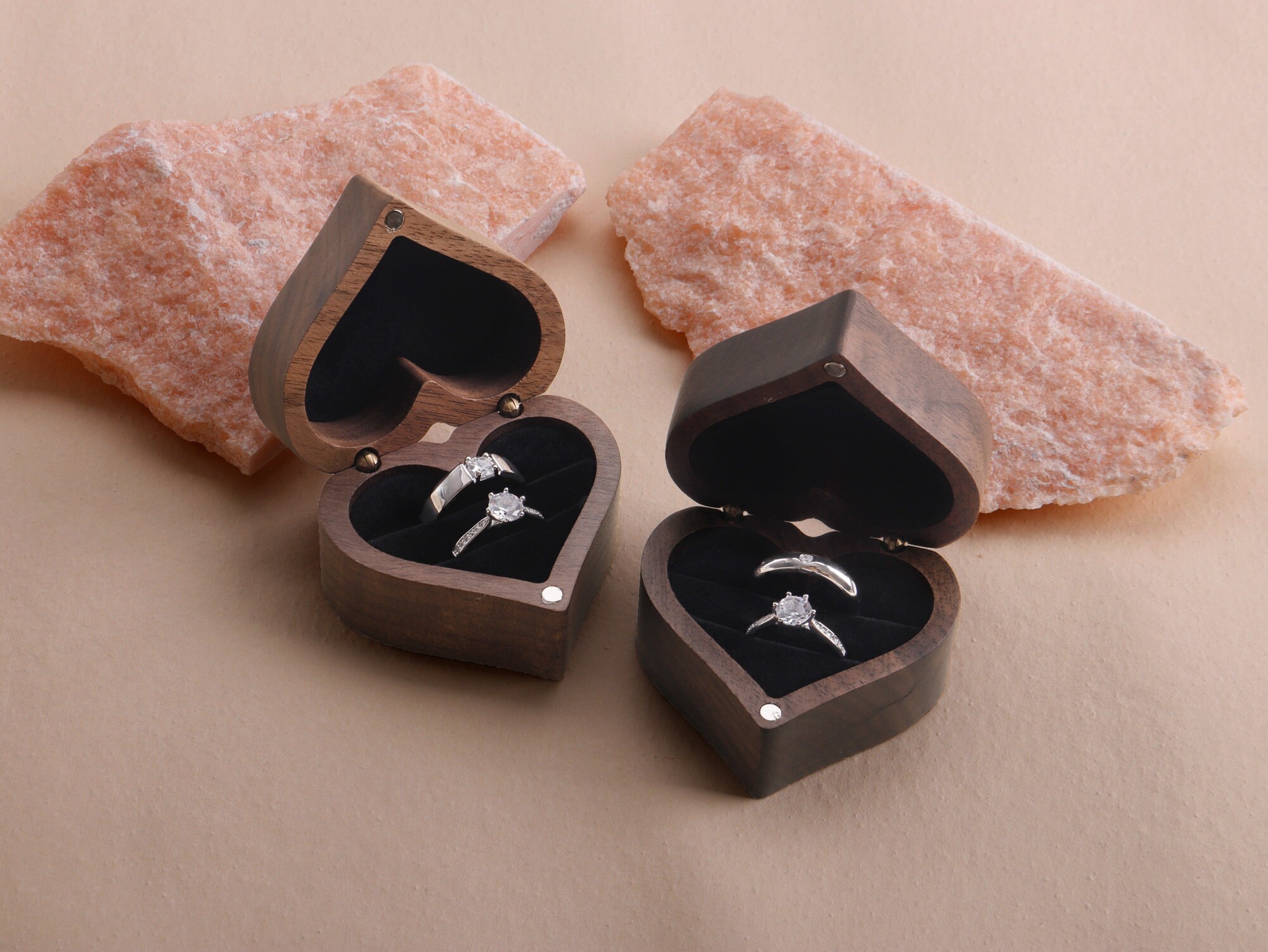 Personalized Wooden Ring Box, Ring Box for Wedding Ceremony, Custom Wedding Ring Box