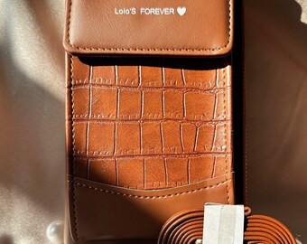 Minimalist Travel Brown Crossbody Wallet with Multiple Slots & Adjustable Shoulder Strap Purse Crossbody bag Gift for Her
