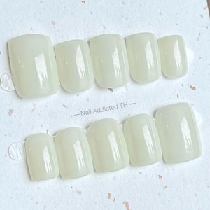 Glossy White Press On Nails: Short Square, Reusable, Handmade