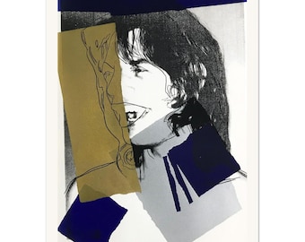 Andy Warhol Mick Jagger poster print Signed in pencil printed lithograph - size A4 FREE SHIPPING